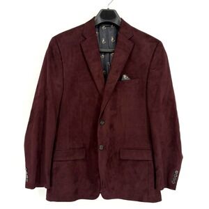 Lauren‎ Ralph Lauren Burgundy Faux Suede Blazer Jacket Fox Lining Men Size 42R